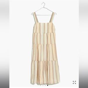 Madewell Tiered Button-Back Rainbow Stripe Dress